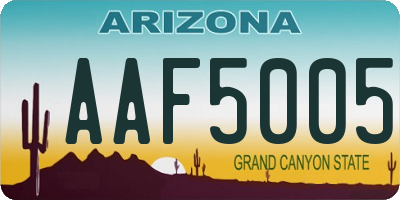 AZ license plate AAF5005