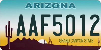 AZ license plate AAF5012