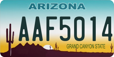 AZ license plate AAF5014