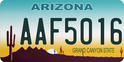 AZ license plate AAF5016