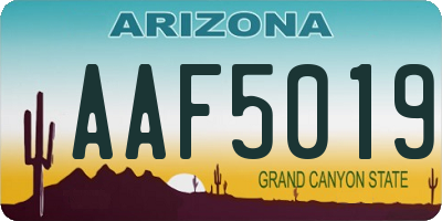 AZ license plate AAF5019