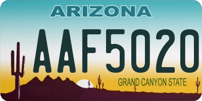 AZ license plate AAF5020