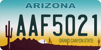 AZ license plate AAF5021