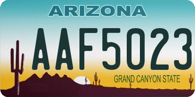 AZ license plate AAF5023