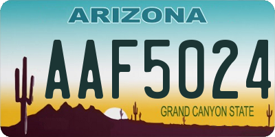 AZ license plate AAF5024