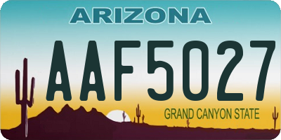 AZ license plate AAF5027