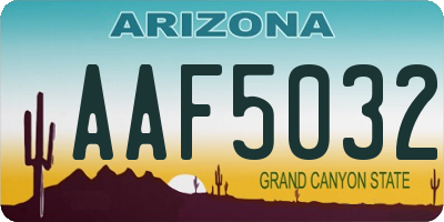 AZ license plate AAF5032