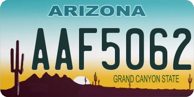 AZ license plate AAF5062