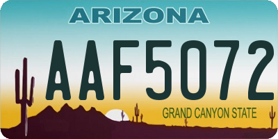 AZ license plate AAF5072