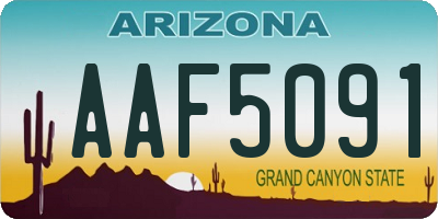 AZ license plate AAF5091