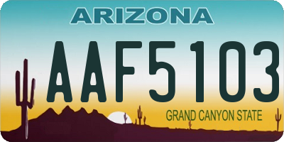 AZ license plate AAF5103