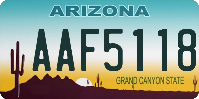 AZ license plate AAF5118