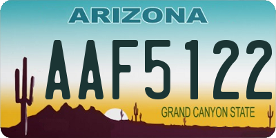 AZ license plate AAF5122