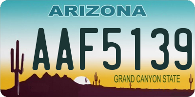 AZ license plate AAF5139