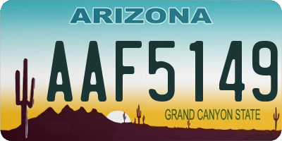 AZ license plate AAF5149