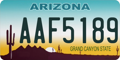 AZ license plate AAF5189