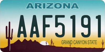 AZ license plate AAF5191