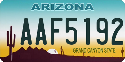AZ license plate AAF5192