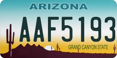 AZ license plate AAF5193