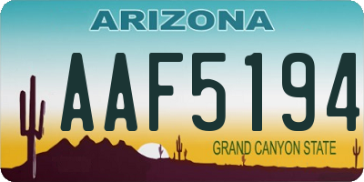 AZ license plate AAF5194