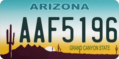 AZ license plate AAF5196