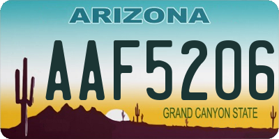 AZ license plate AAF5206