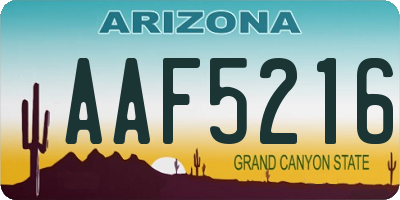 AZ license plate AAF5216