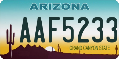 AZ license plate AAF5233