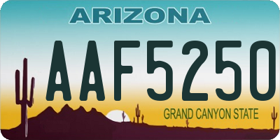 AZ license plate AAF5250