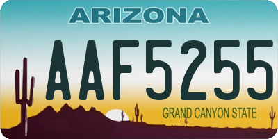 AZ license plate AAF5255