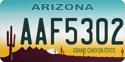 AZ license plate AAF5302