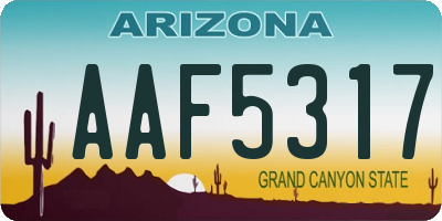 AZ license plate AAF5317