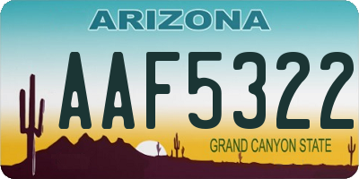 AZ license plate AAF5322