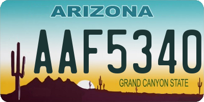 AZ license plate AAF5340