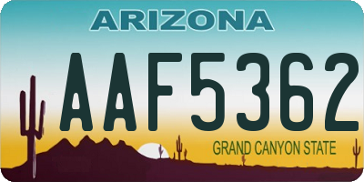 AZ license plate AAF5362