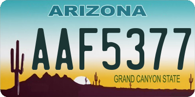 AZ license plate AAF5377