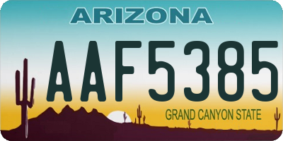 AZ license plate AAF5385