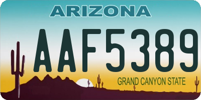 AZ license plate AAF5389