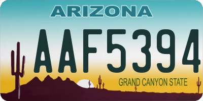 AZ license plate AAF5394