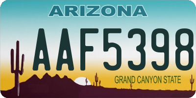 AZ license plate AAF5398