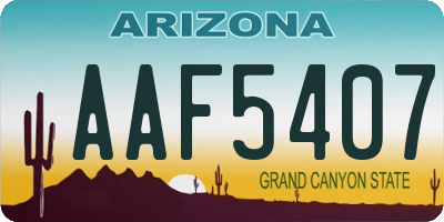 AZ license plate AAF5407