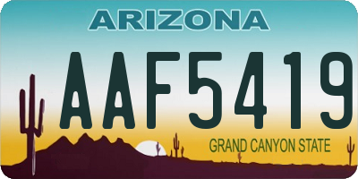 AZ license plate AAF5419