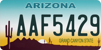 AZ license plate AAF5429
