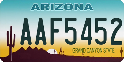 AZ license plate AAF5452