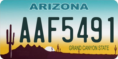 AZ license plate AAF5491