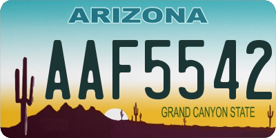 AZ license plate AAF5542