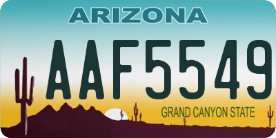 AZ license plate AAF5549