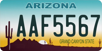 AZ license plate AAF5567