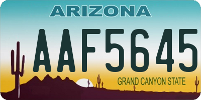 AZ license plate AAF5645