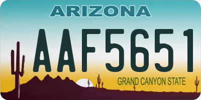 AZ license plate AAF5651